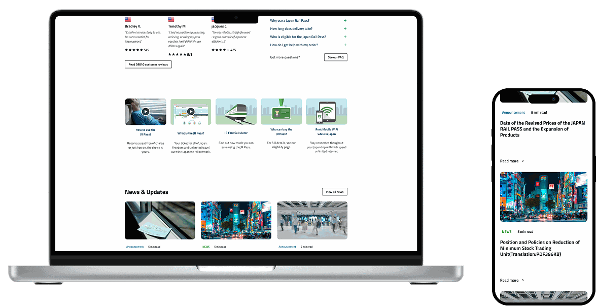 JRPass platform on laptop and mobile devices